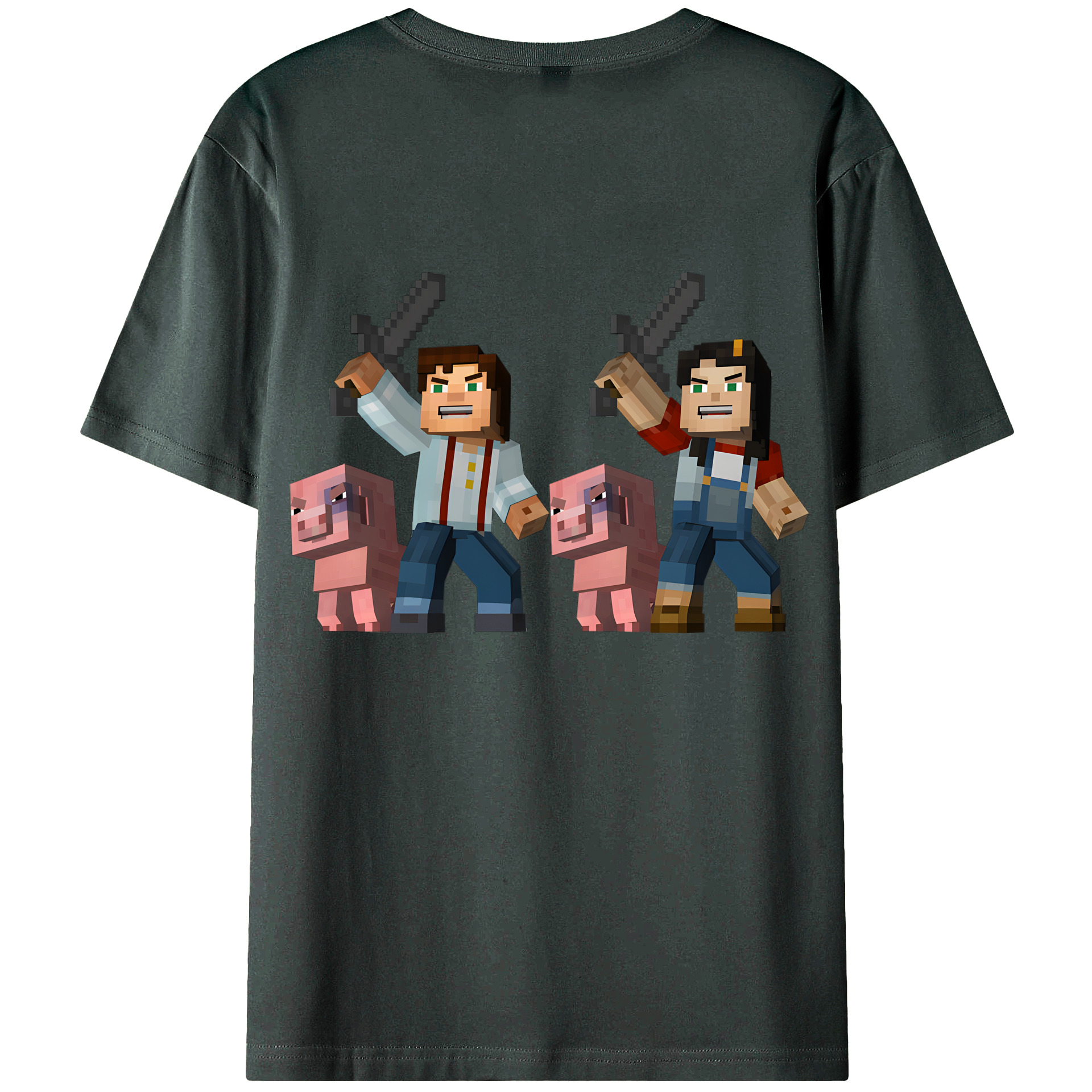 （画像用） マインクラフト ブロックの世界 Minecraft MC Block world 綿100％ メンズ半袖Tシャツ（バックプリント） 通気性